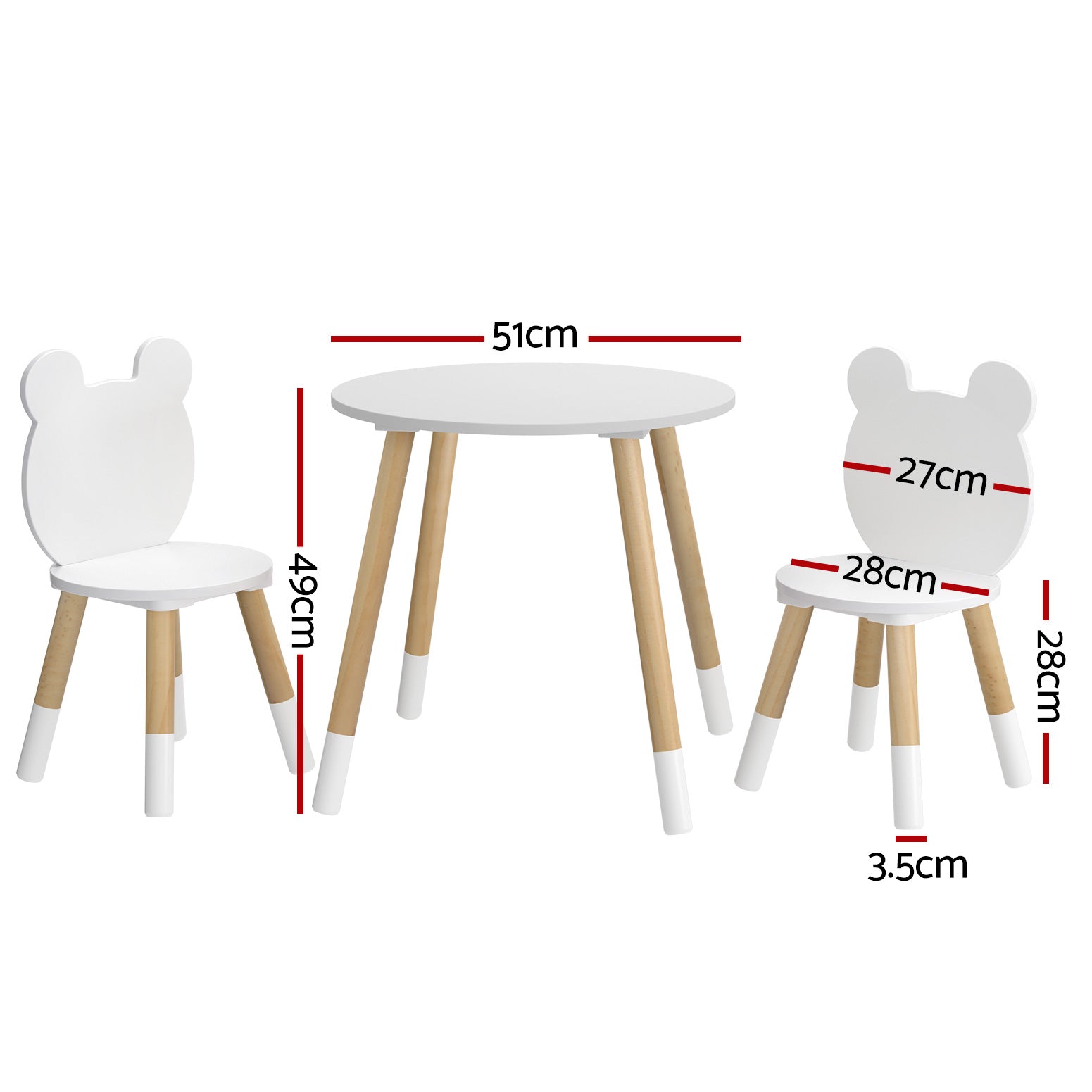 Keezi Kids Activity Table and Chairs Set 3 Piece White