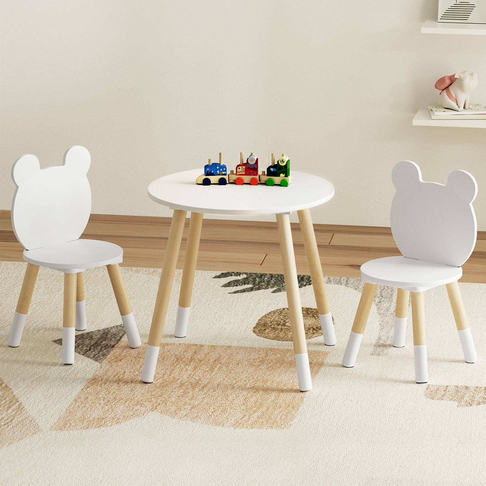 Keezi Kids Activity Table and Chairs Set 3 Piece White