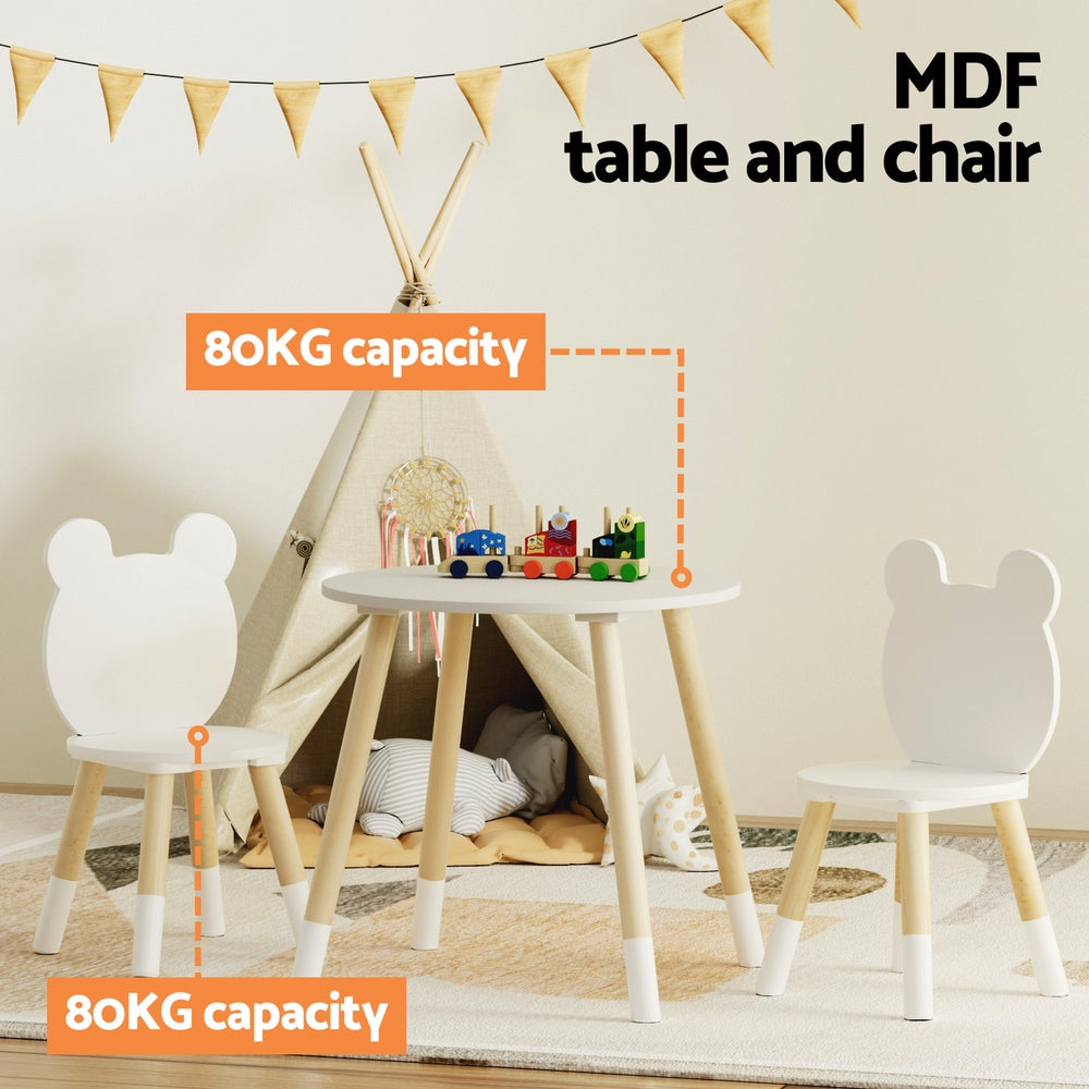 Keezi Kids Activity Table and Chairs Set 3 Piece White