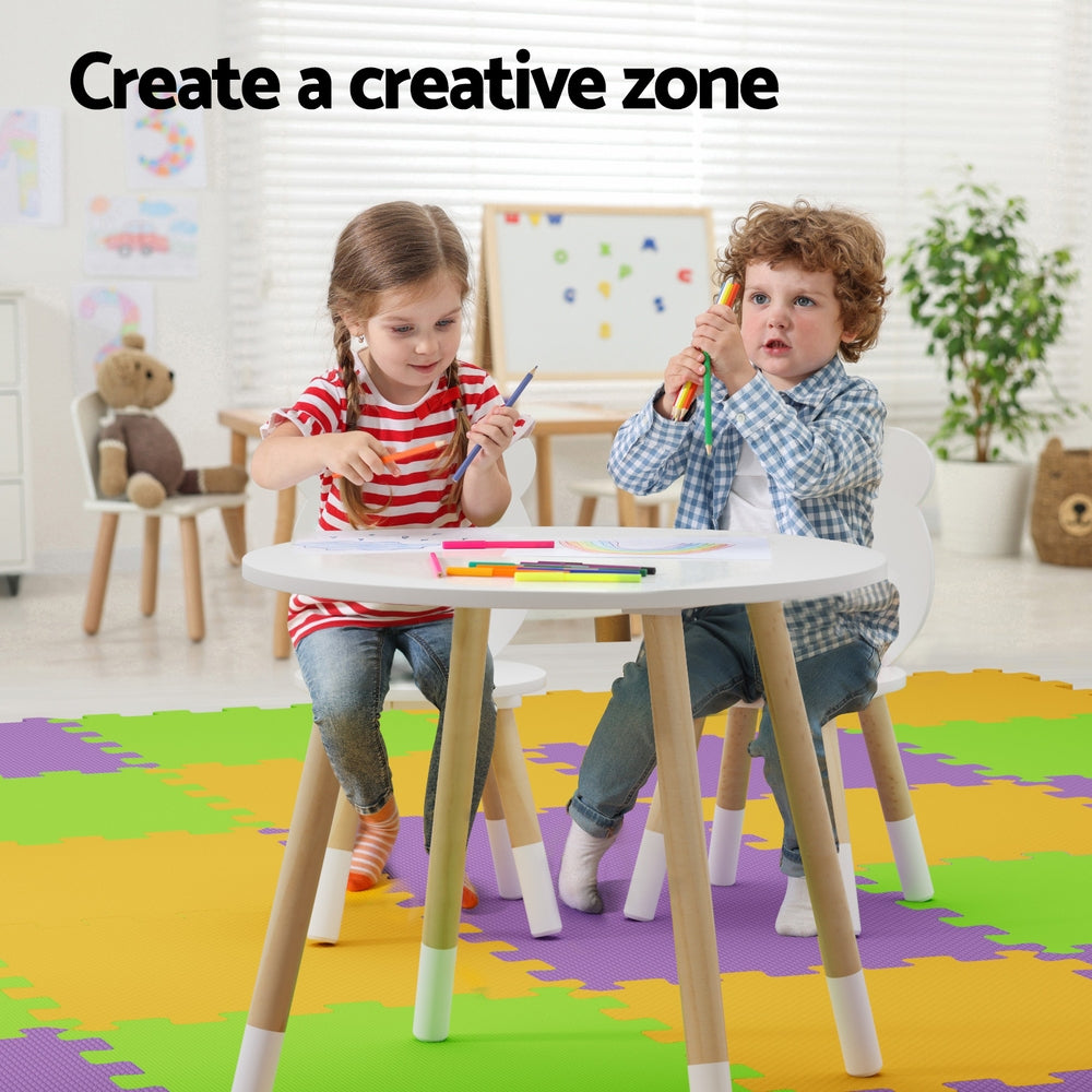 Keezi Kids Activity Table and Chairs Set 3 Piece White