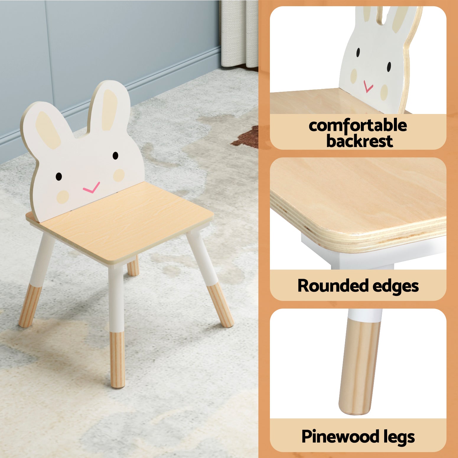 Keezi Kids 3PCS Activity Table and Chairs Set Chalkboard Hidden Storage Natural