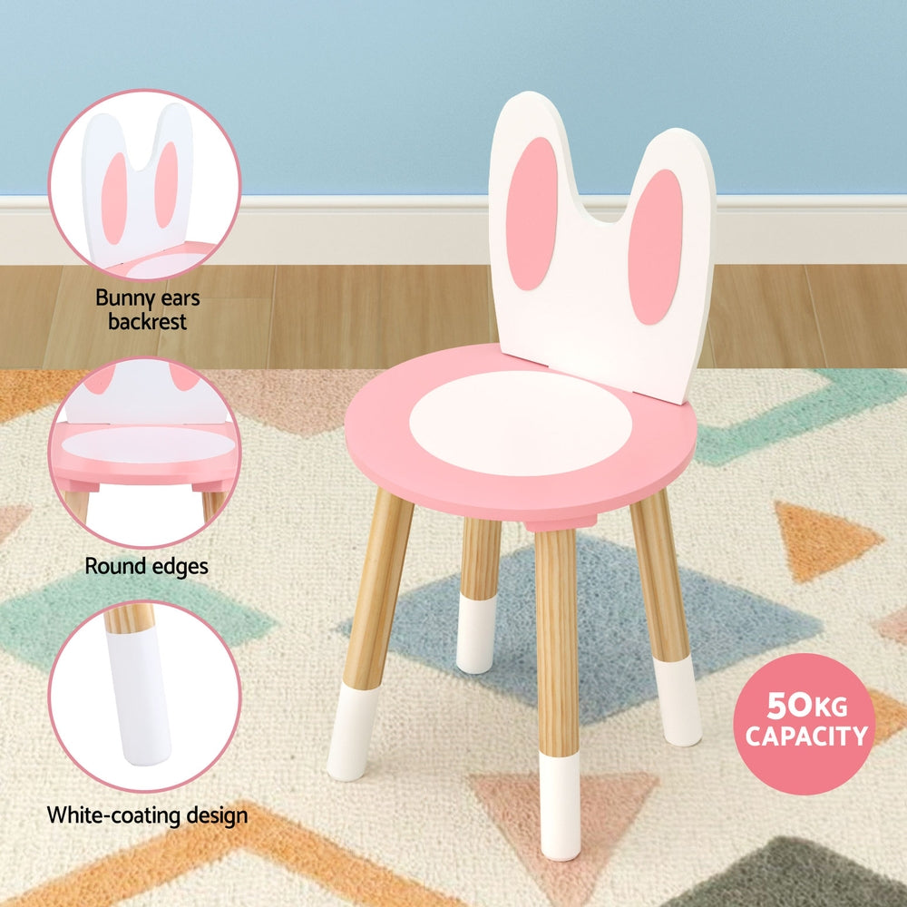 Keezi Bunny Pink Kids Dressing Table Set