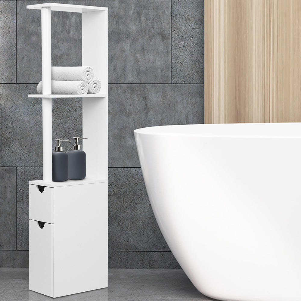 Contemporary 118cm Bathroom Storage Cabinet Freestanding White