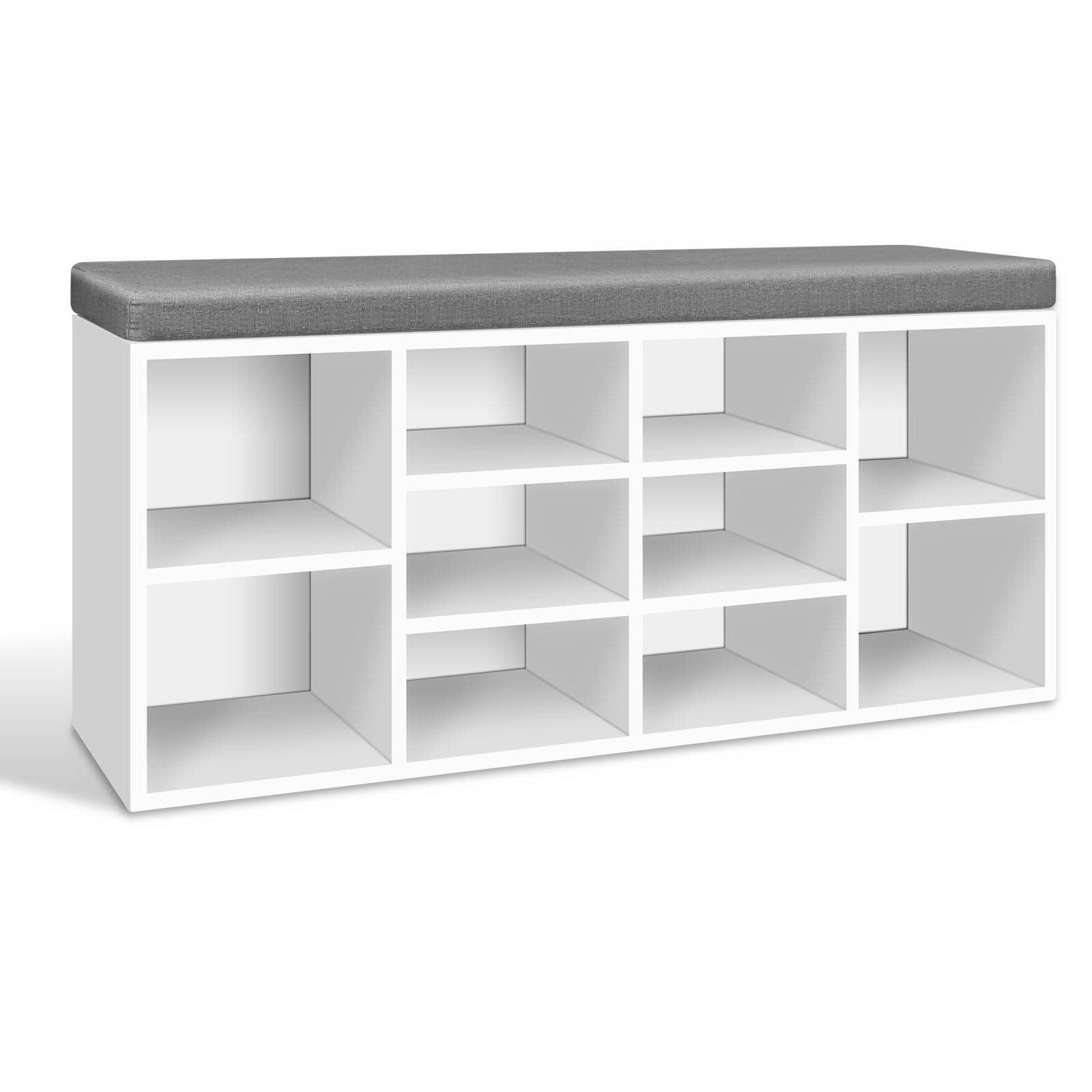 BOA Shoe Rack Storage Cabinet Bench White Grey