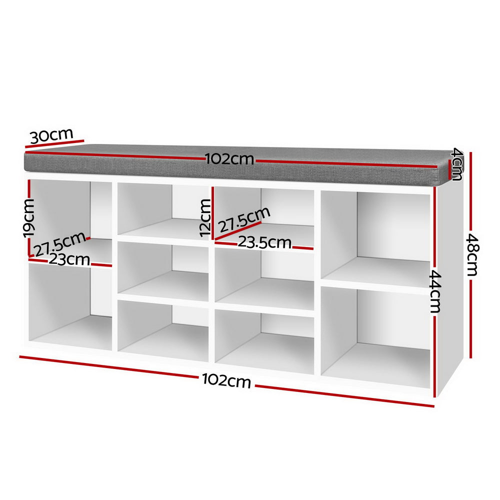 BOA Shoe Rack Storage Cabinet Bench White Grey
