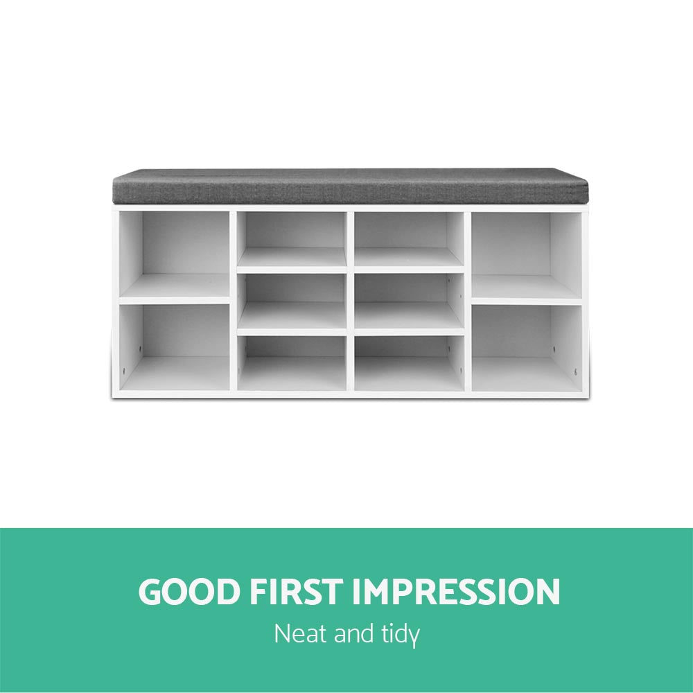 BOA Shoe Rack Storage Cabinet Bench White Grey
