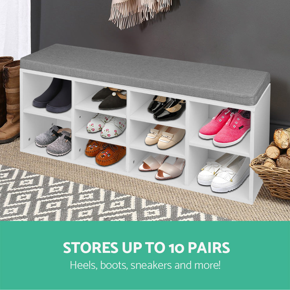 BOA Shoe Rack Storage Cabinet Bench White Grey
