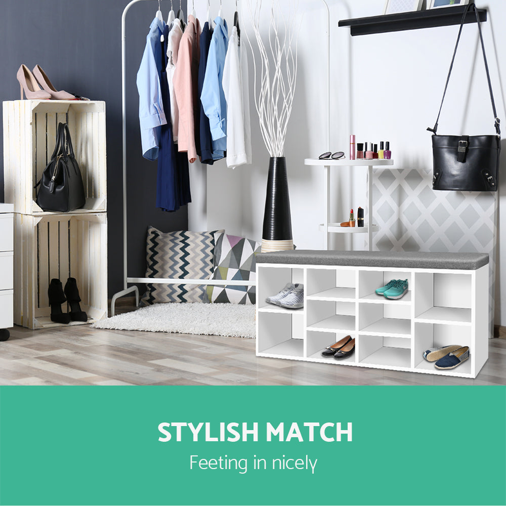 BOA Shoe Rack Storage Cabinet Bench White Grey