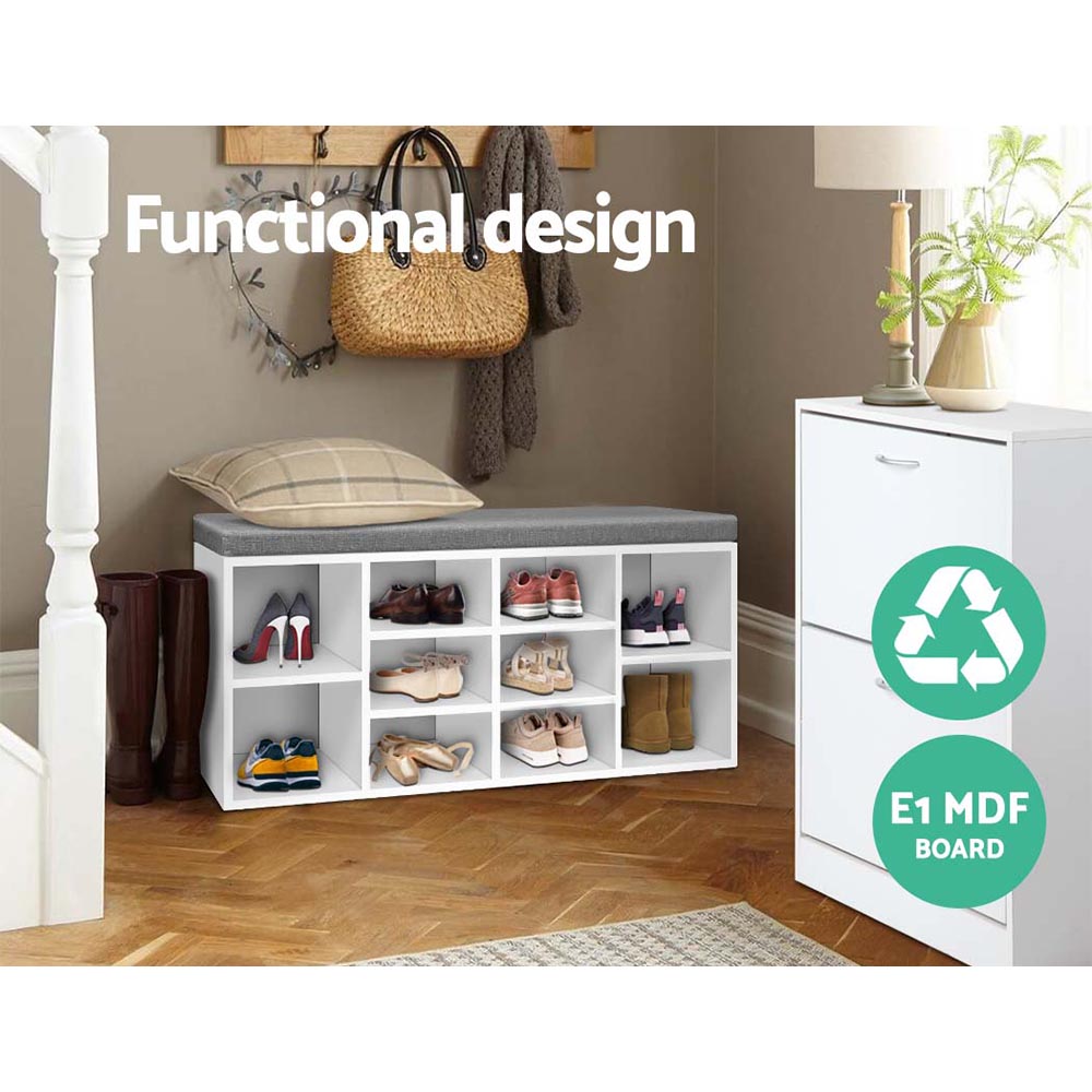 BOA Shoe Rack Storage Cabinet Bench White Grey