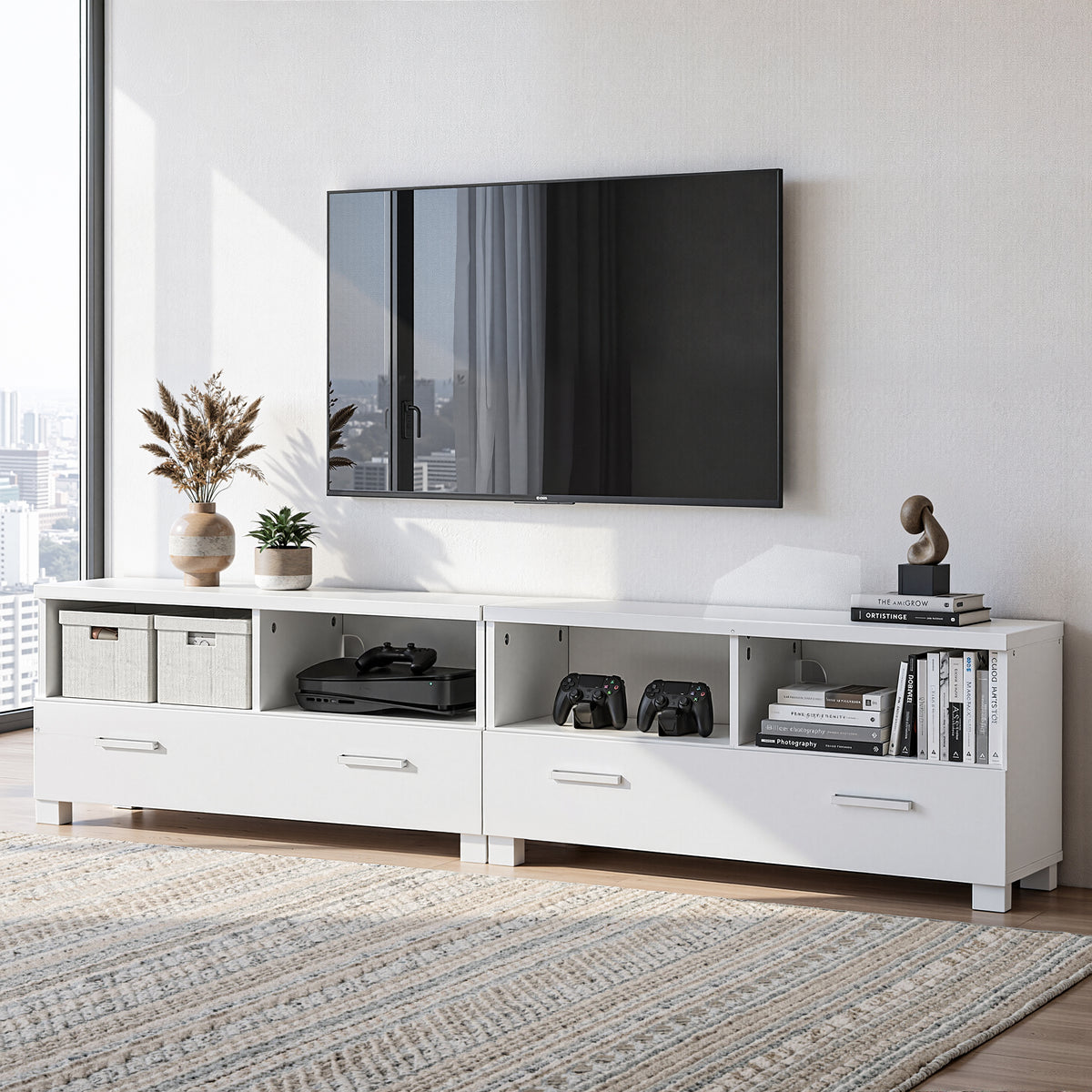 Eddie TV Cabinet Entertainment Unit 180cm White