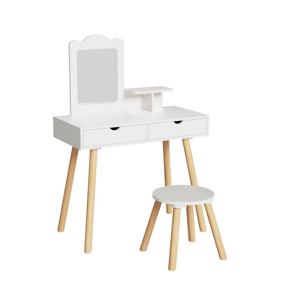 Keezi Kids Vanity Set with Mirror White Pine Wood