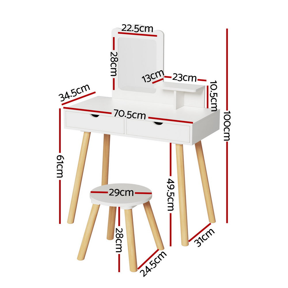 Keezi Kids Vanity Set with Mirror White Pine Wood