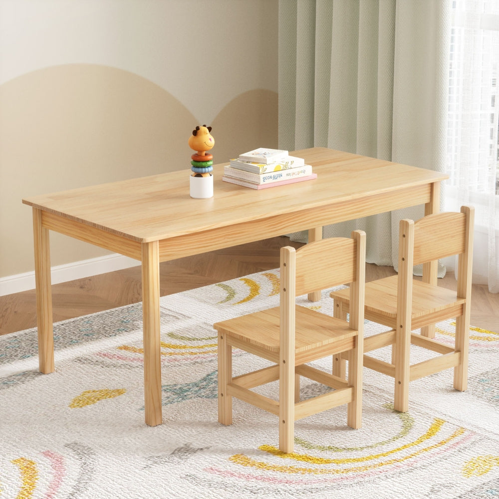 Keezi Kids Pinewood Table and 2 Chairs Play Set