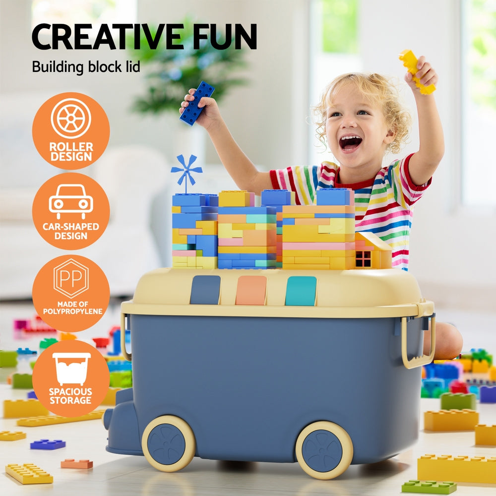 Keezi 3PCS Kids Toy Storage Box Car Design Blue/Orange/Green