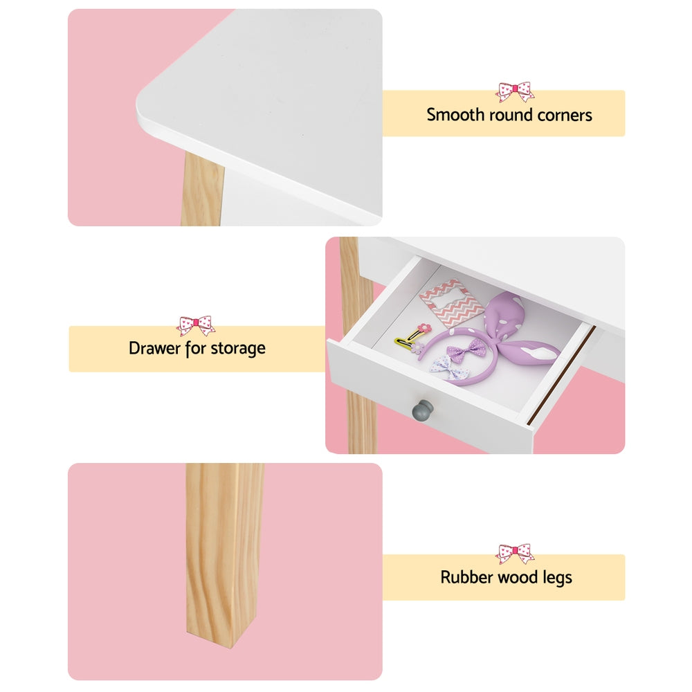Keezi Kids Vanity Set White Dressing Table Chair Mirror