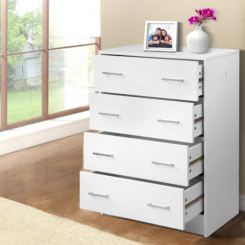 Andes 4 Drawer Tallboy Chest of Drawers White
