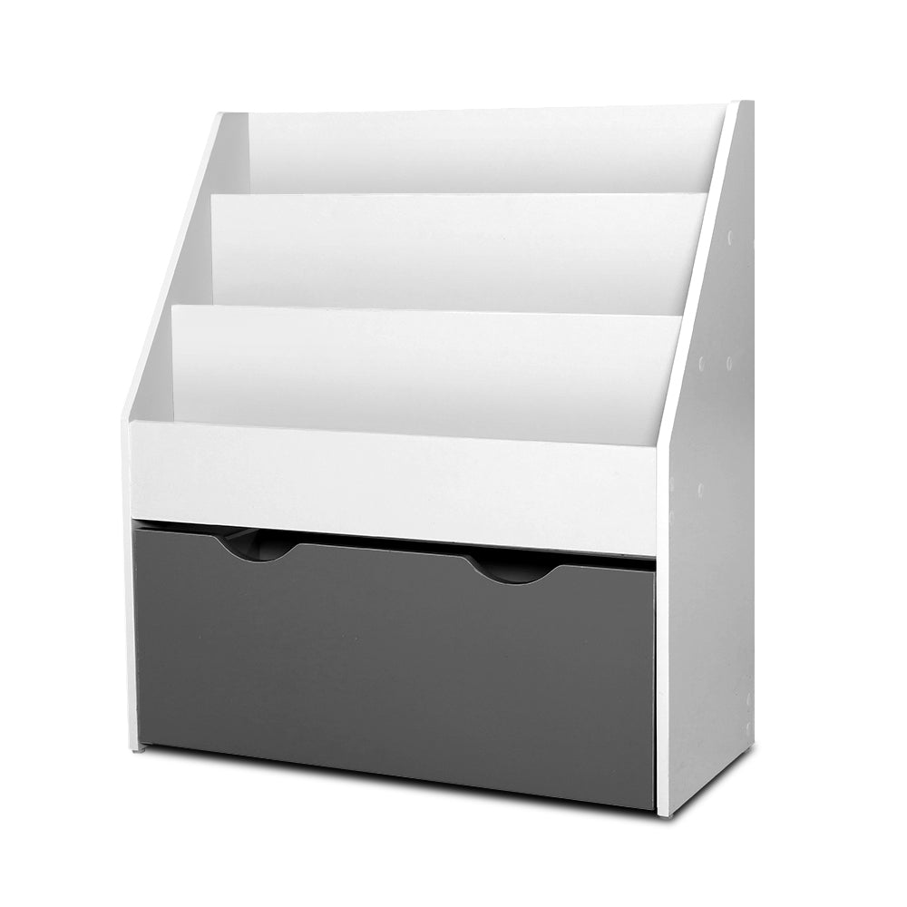Keezi Kids Bookshelf 3-Tier Magazine Rack White/Grey