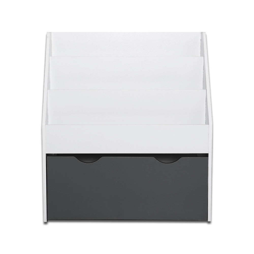 Keezi Kids Bookshelf 3-Tier Magazine Rack White/Grey