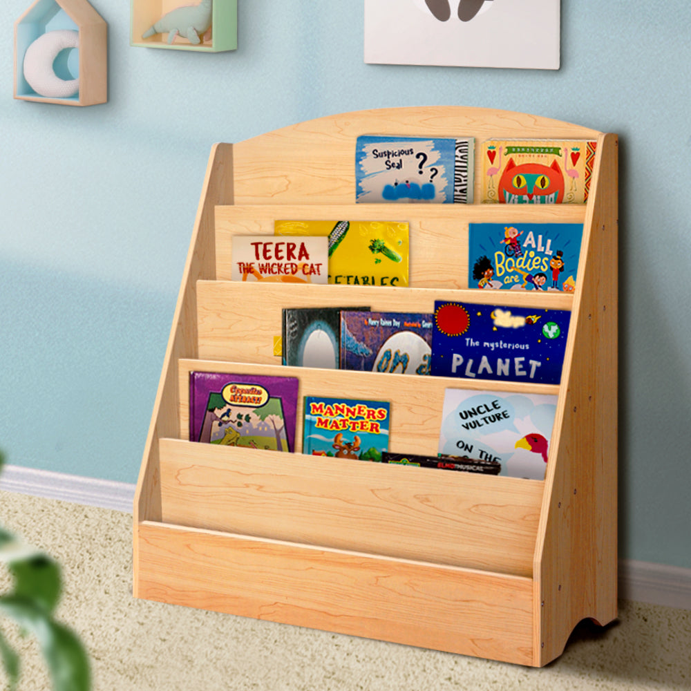 Keezi 5-Tier Kids Bookshelf Organiser Wooden