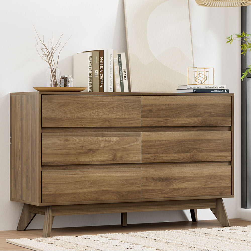 Xavi 6 Drawer Storage Chest of Drawers Walnut