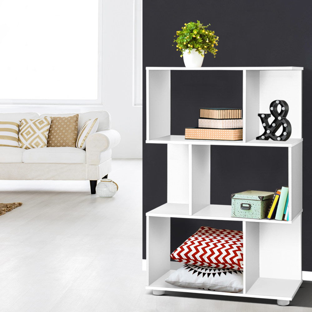 Nina 3 Tier Zig-Zag Bookshelf Display Shelf White