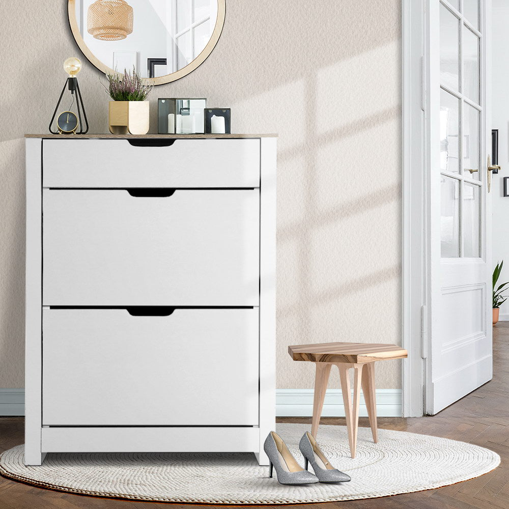 Artiss Shoe Storage Cabinet 16 Pairs White Ana