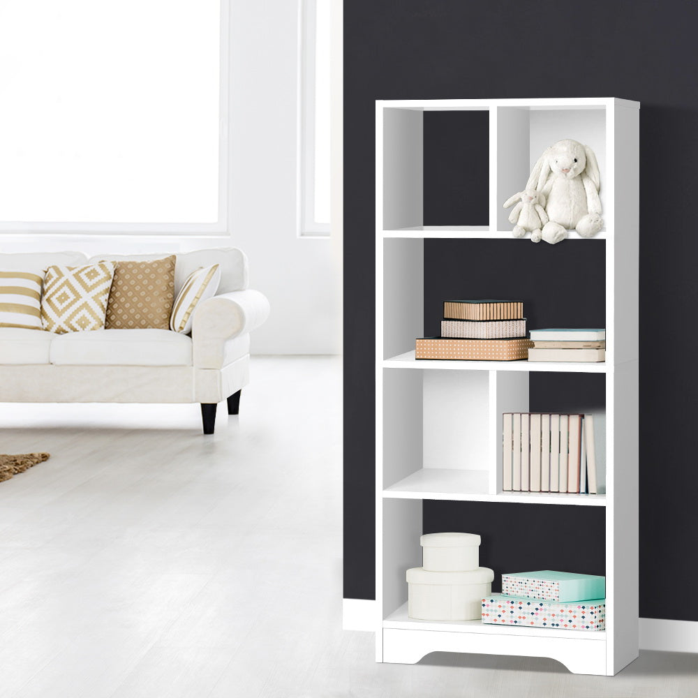 Ana Bookshelf Display Shelf 6 Tiers Particle Board White