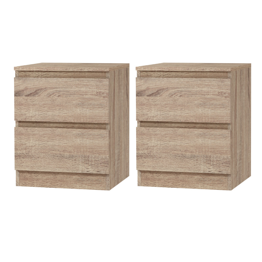 Pepe 2 Drawer Bedside Table with Storage Pair Oak