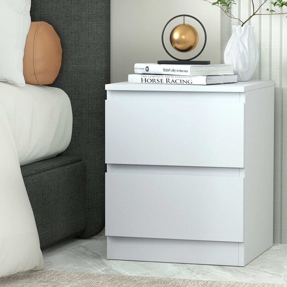 Pepe 2 Drawer Bedside Table White Handle-Free