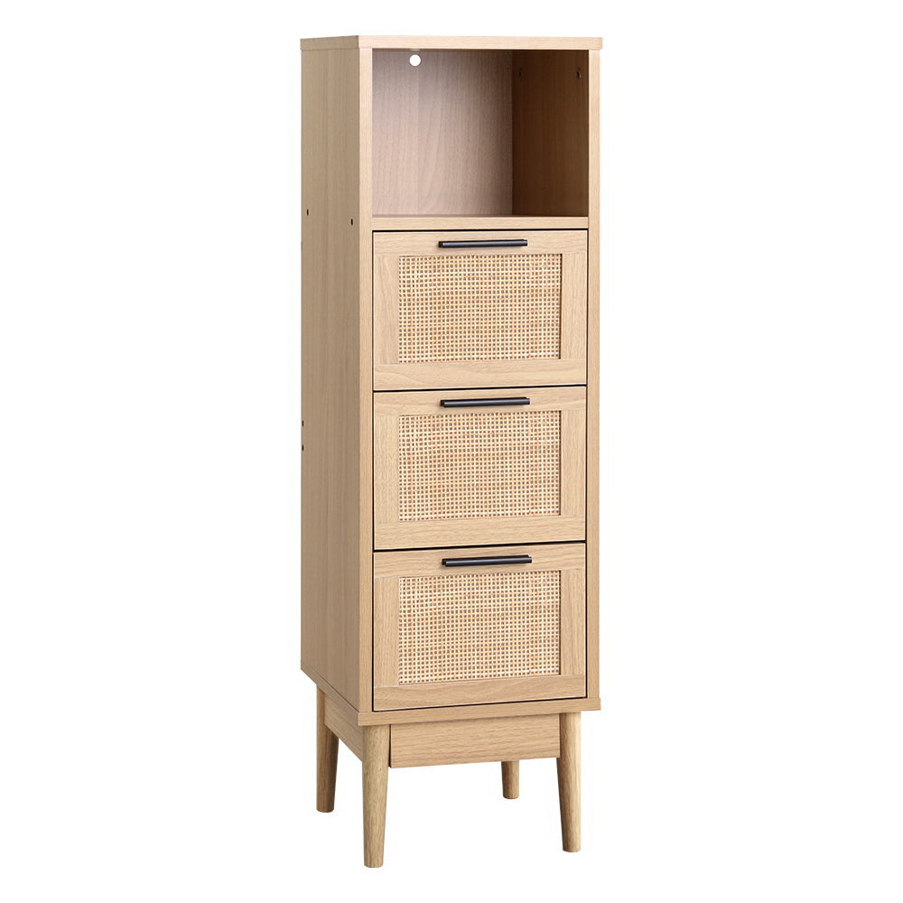 Briony Oak 3-Drawer Chest with Shelf Rattan