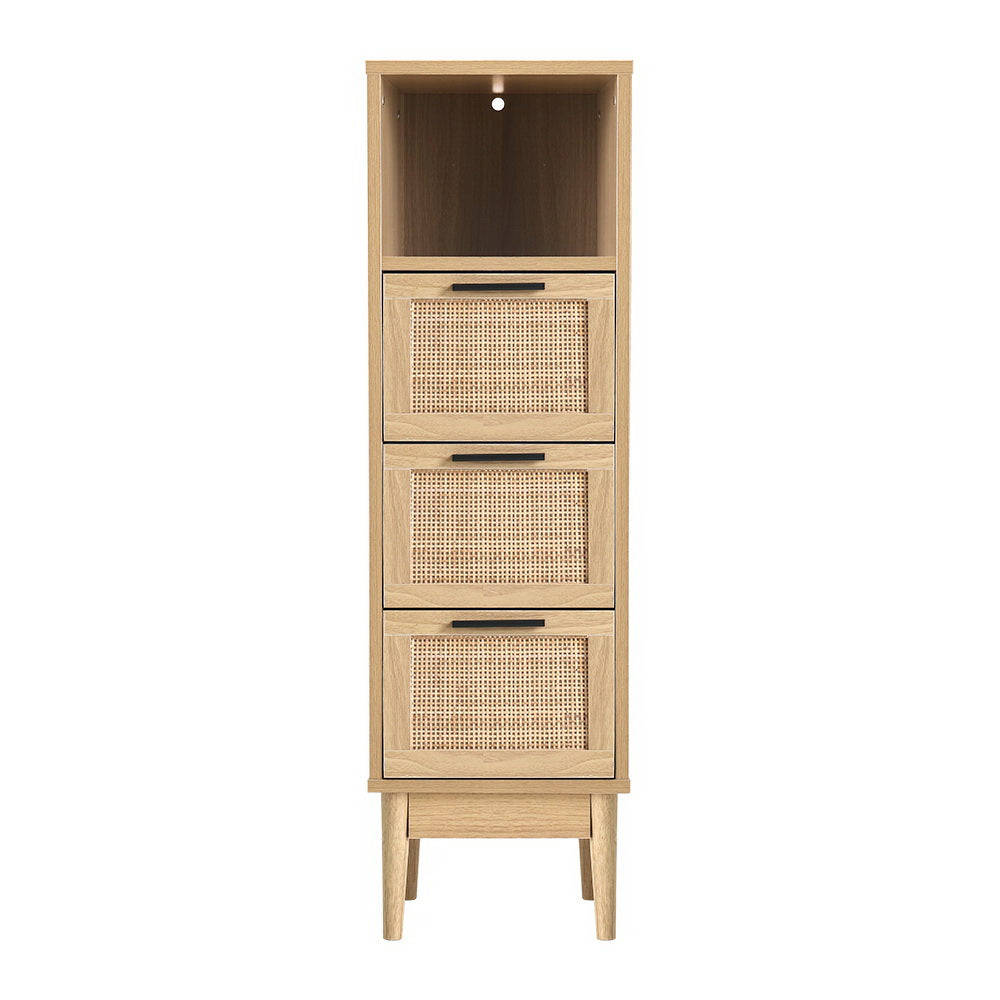 Briony Oak 3-Drawer Chest with Shelf Rattan