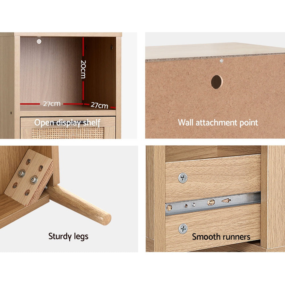 Briony Oak 3-Drawer Chest with Shelf Rattan