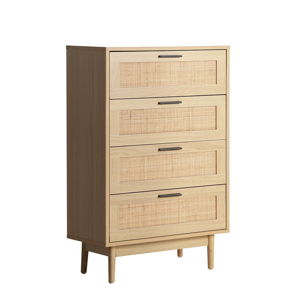 Briony Rattan Tallboy 4-Drawer Pine Chest