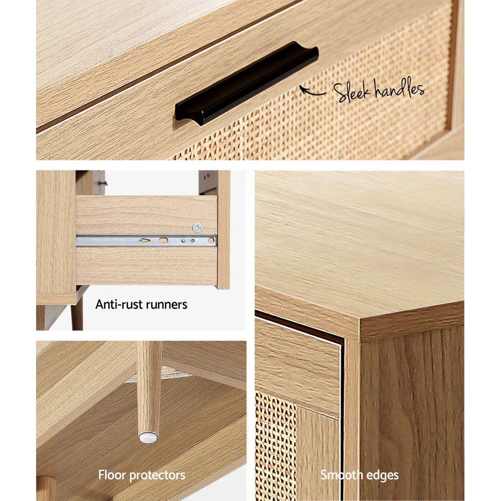 Briony 6-Drawer Lowboy Chest Oak Rattan