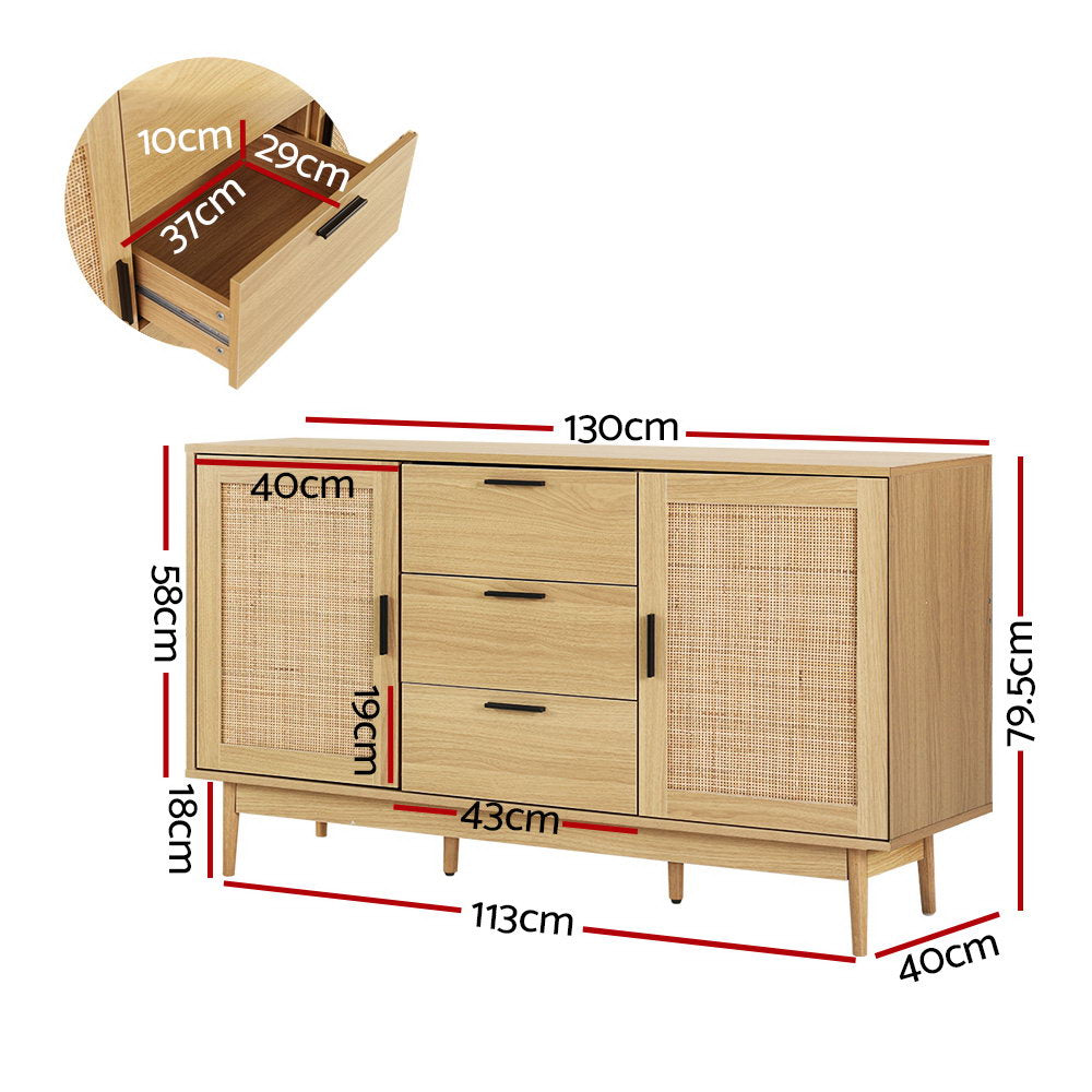 BRIONY Rattan Buffet Sideboard Oak