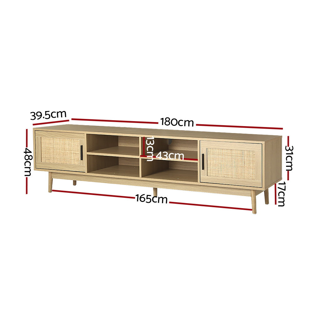 Cole 180cm TV Cabinet Rattan Entertainment Unit Wood