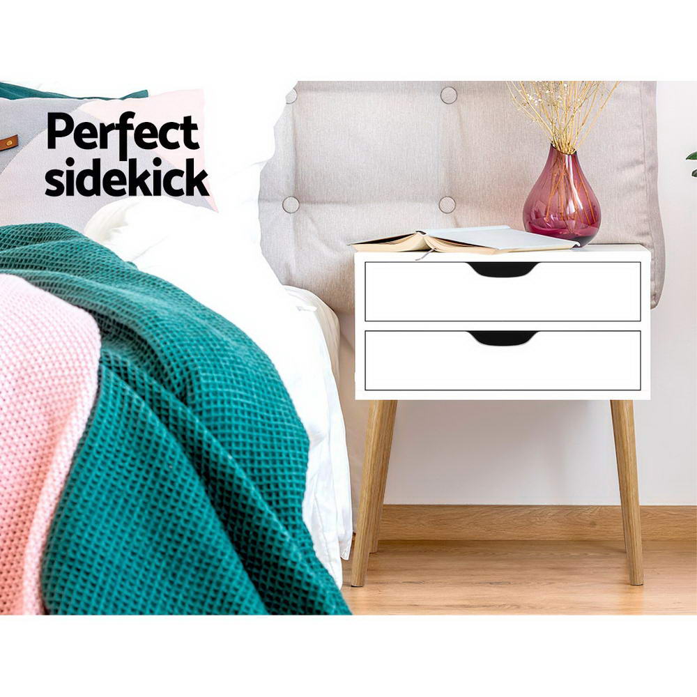 Bodie 2-Drawer Bedside Table White