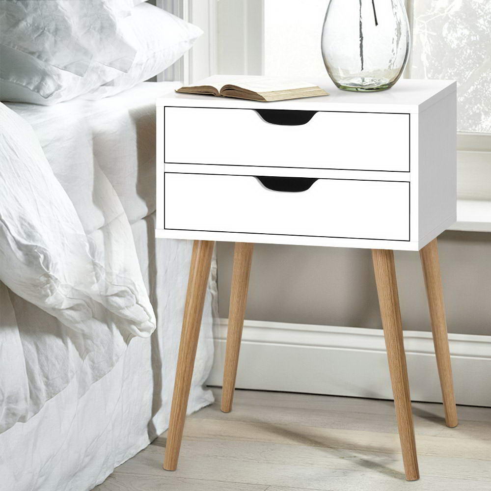 Bodie 2-Drawer Bedside Table White