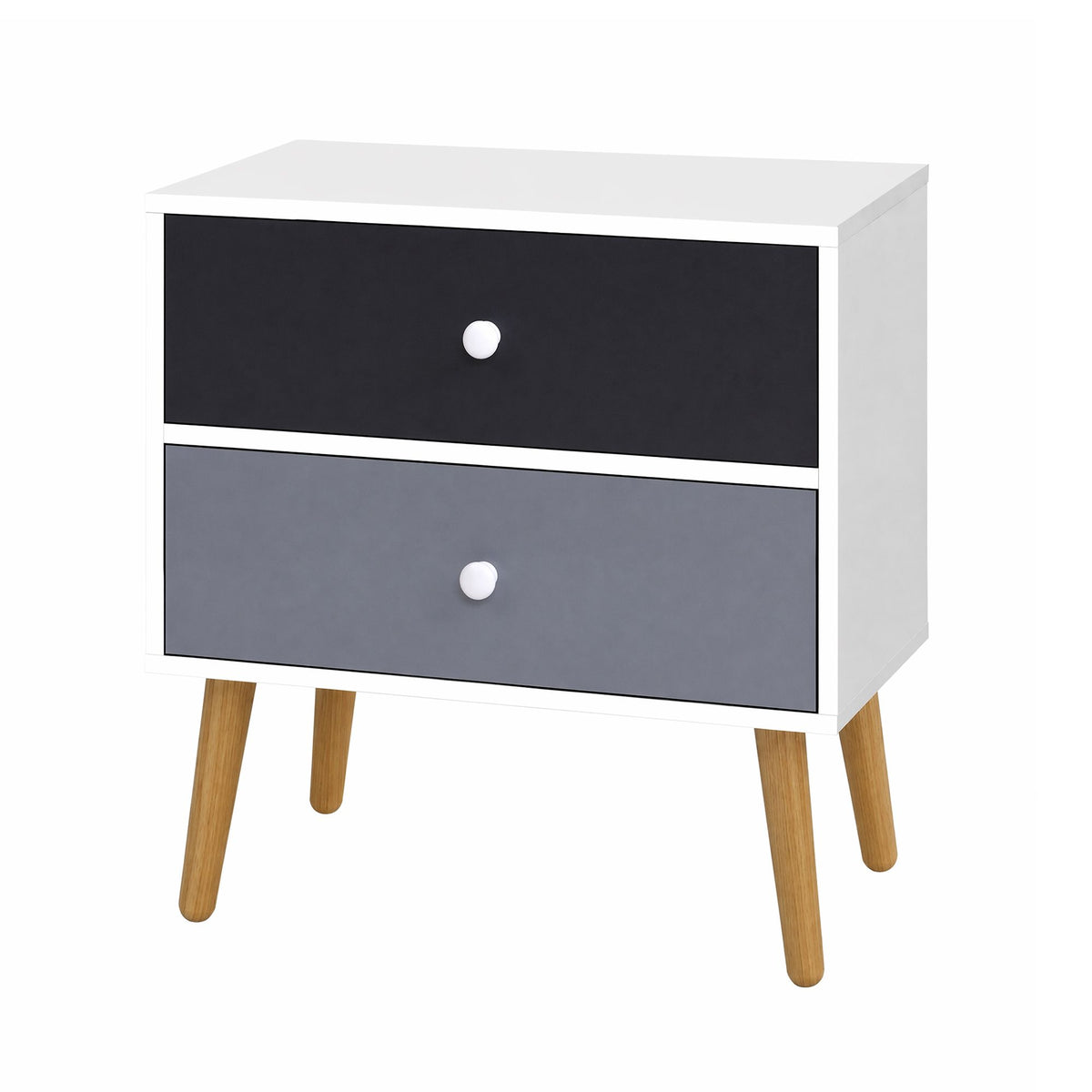 Bonds Two-Tone Bedside Table 2 Drawers, White