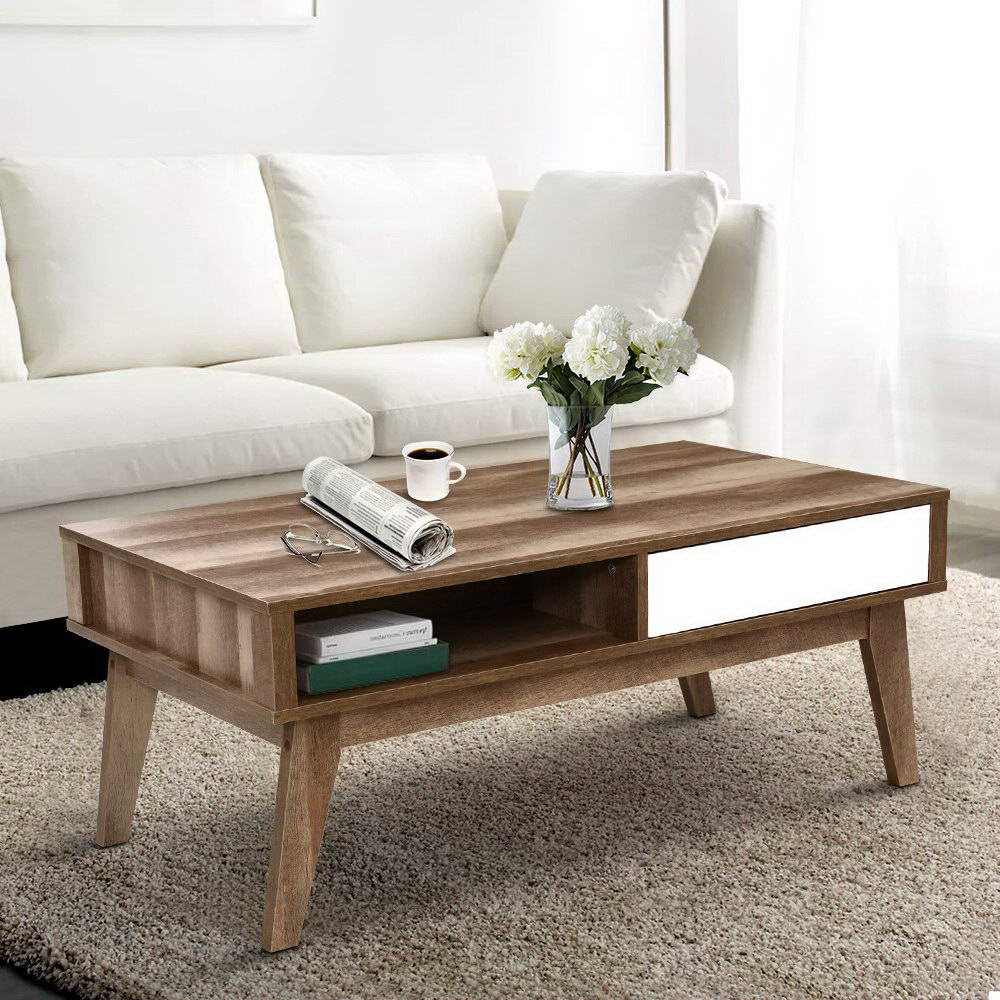 Serena Coffee Table 2 Drawers Walnut Scandinavian Style