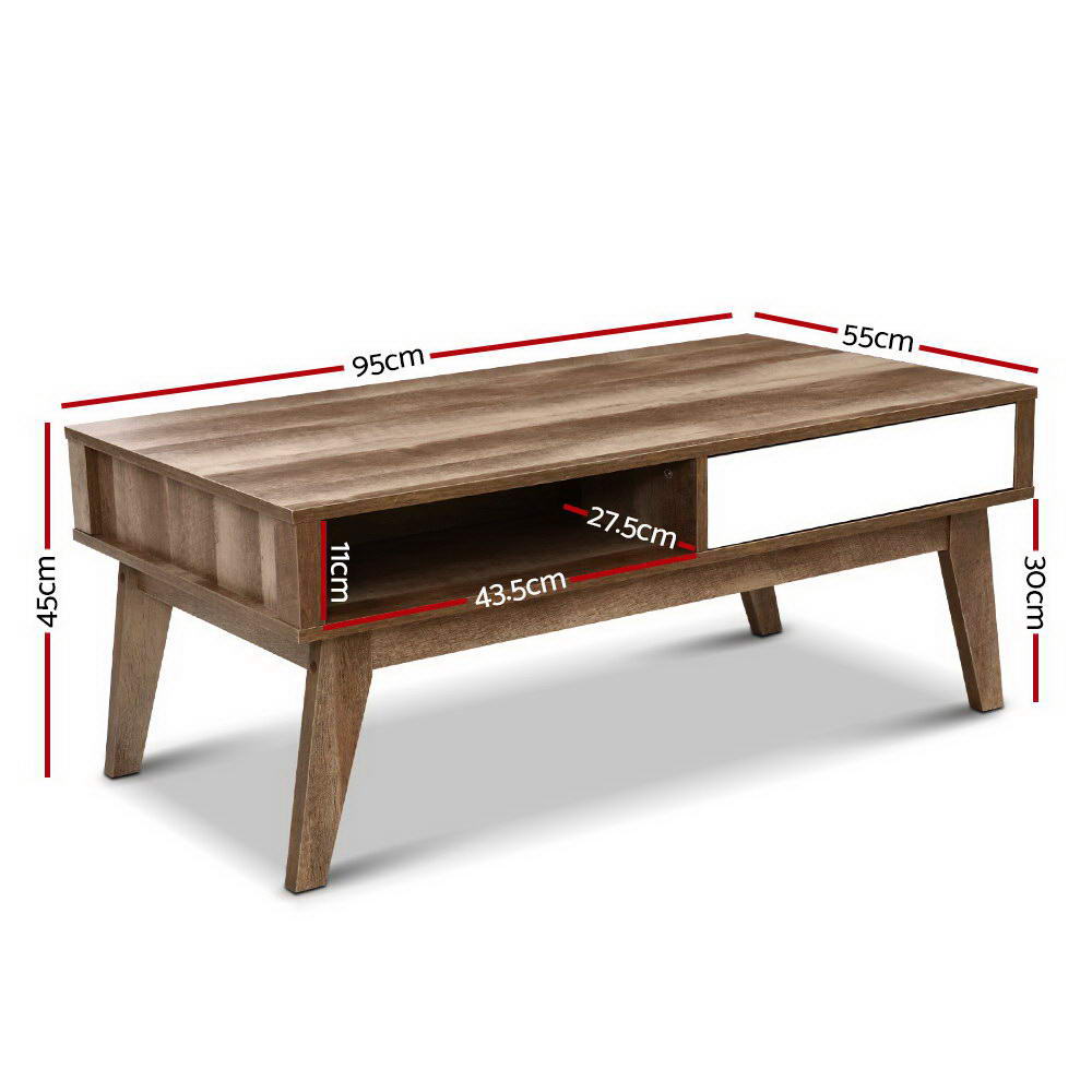 Serena Coffee Table 2 Drawers Walnut Scandinavian Style