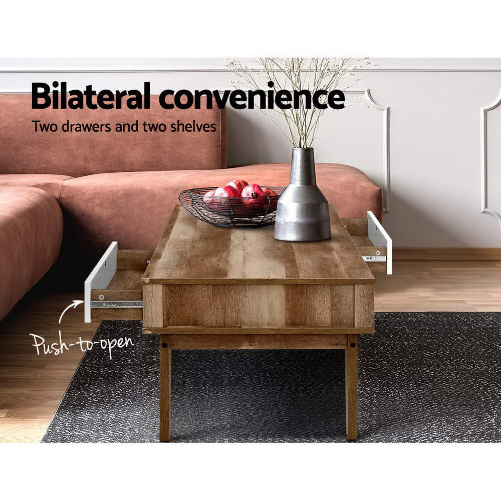 Serena Coffee Table 2 Drawers Walnut Scandinavian Style