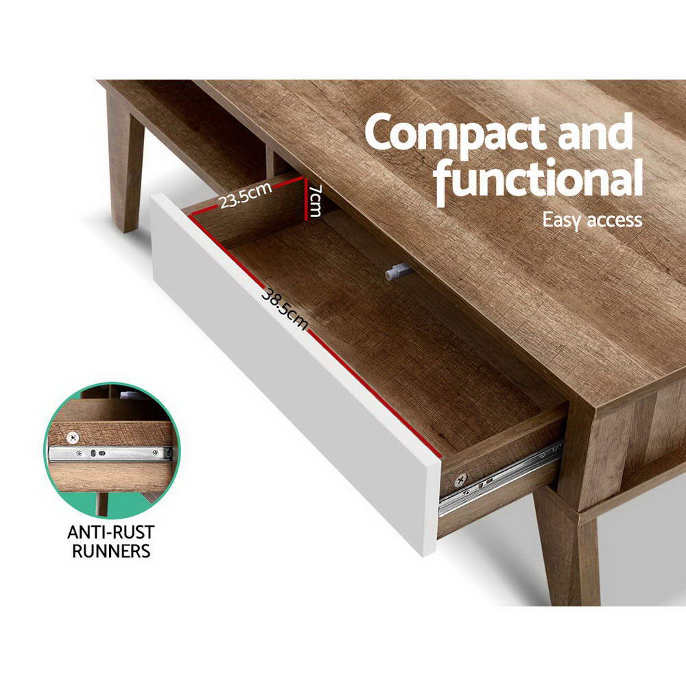Serena Coffee Table 2 Drawers Walnut Scandinavian Style