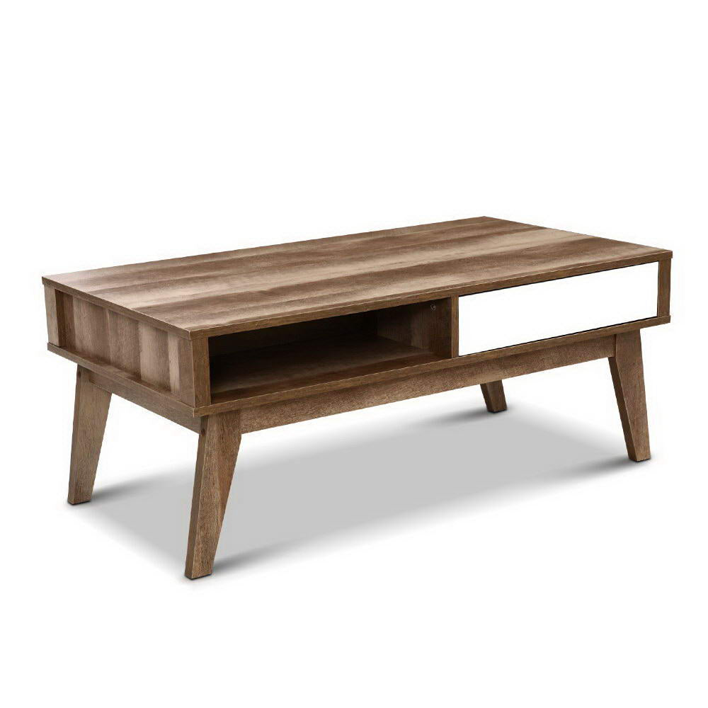 Sanna Scandinavian Coffee Table with 2 Drawers, Walnut