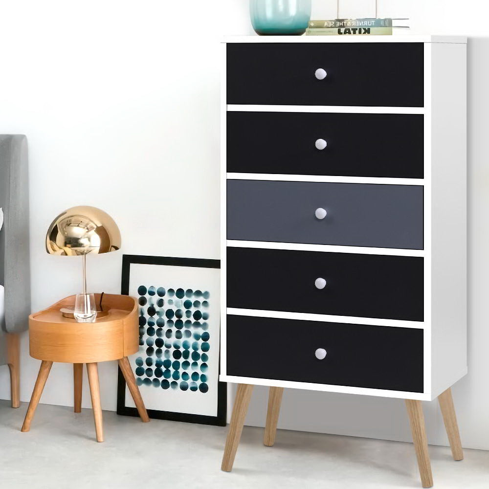 BONDS 5-Drawer Tallboy Scandinavian White