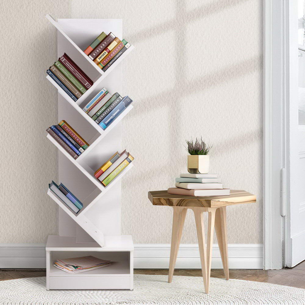 Artiss Tree Bookshelf 7 Tiers White Freestanding or Wall-Mounted
