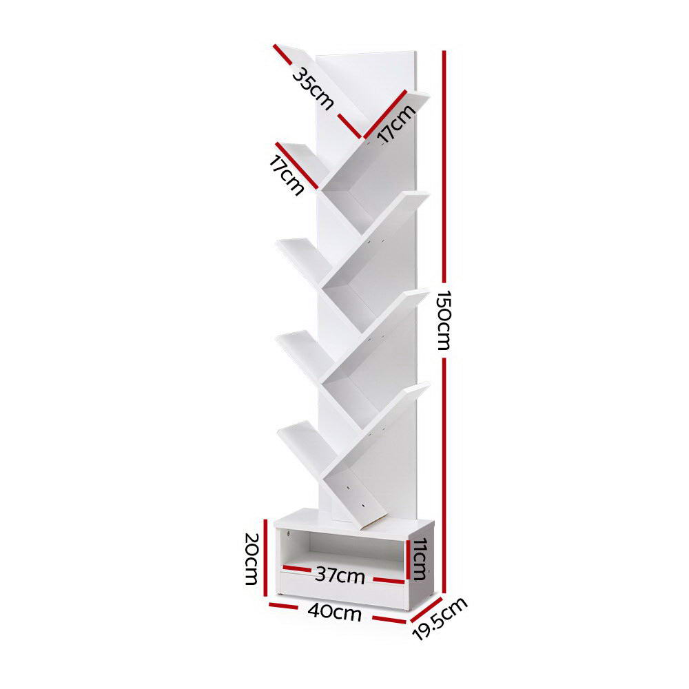 ECHO 9-Tier Tree Bookshelf White