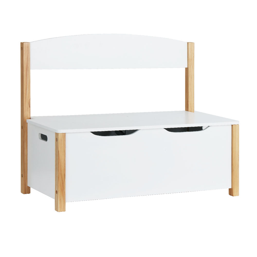 Keezi Kids Storage Box Bench White Natural