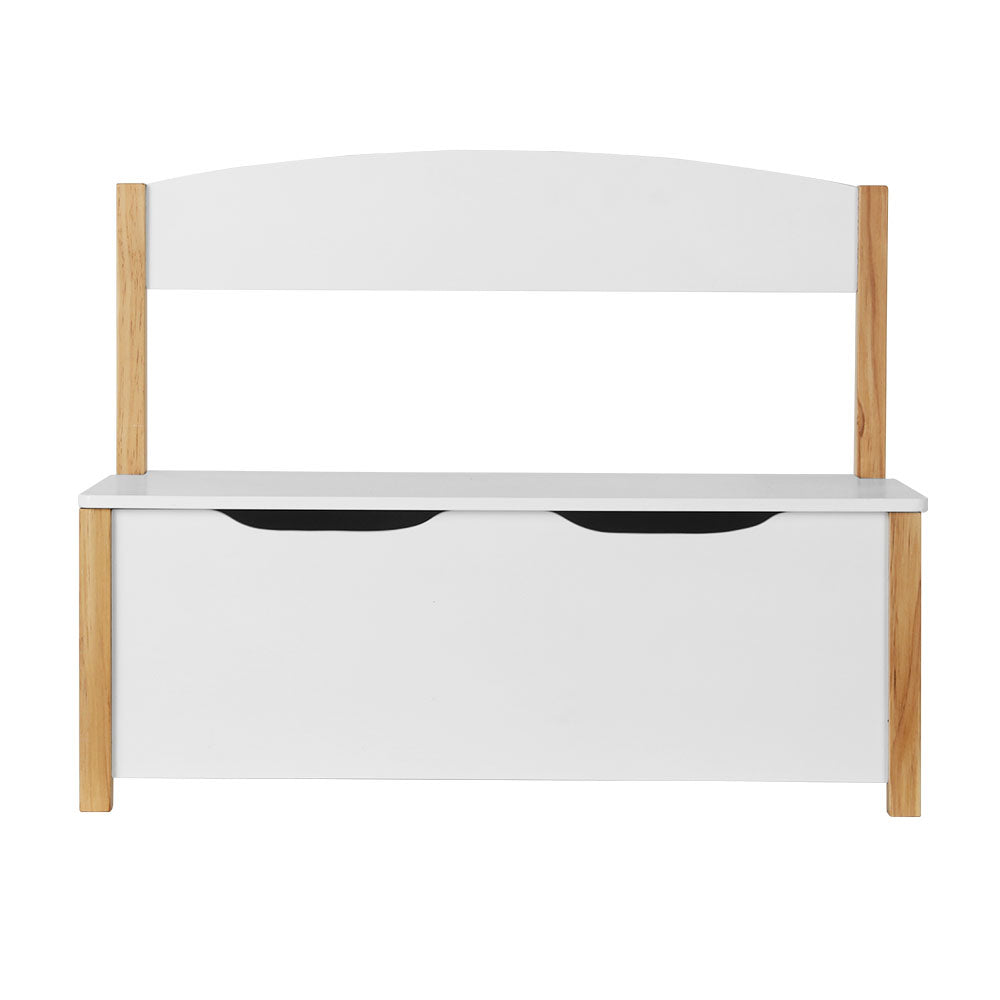Keezi Kids Storage Box Bench White Natural