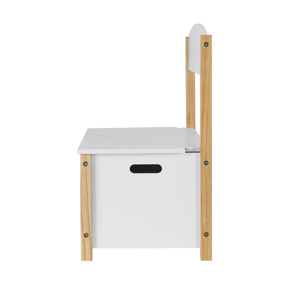 Keezi Kids Storage Box Bench White Natural